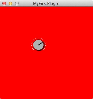 Screenshot of first plugin running